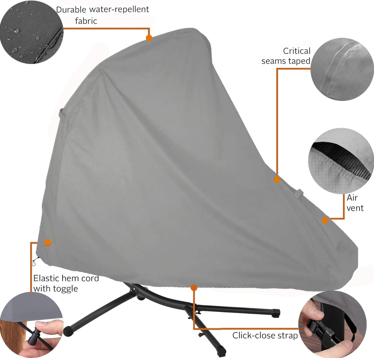 Funda tumbona colgante patio 73" impermeable 900D gris