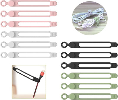 Organiz. cables silicona elástico multiuso negro