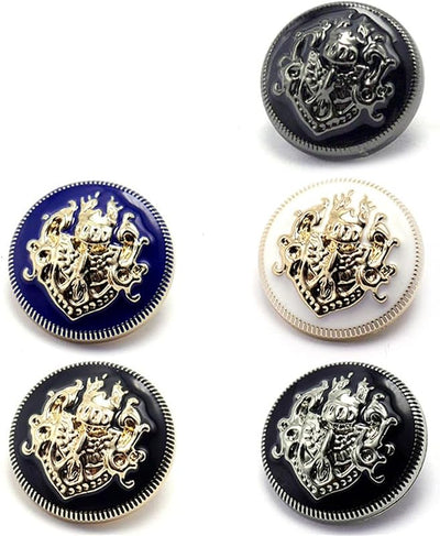 5 Botones Cobre Grabado Dorado para Ropa Hecha a Mano 0.866pulg