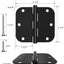 42 Bisagras Puerta Redondas Negro Mate 3.5" Radio 5/8