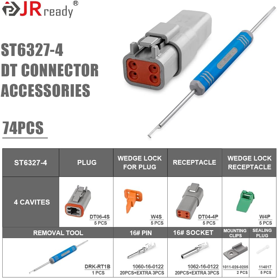 Kit conectores 4 pines impermeables 16 contactos 14-18 AWG