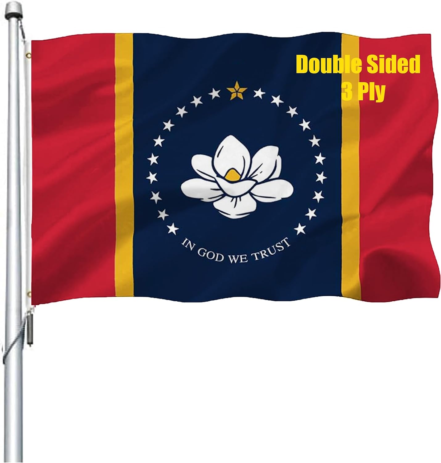 Bandera Mississippi 3x5pulg doble cara poliéster 3 capas