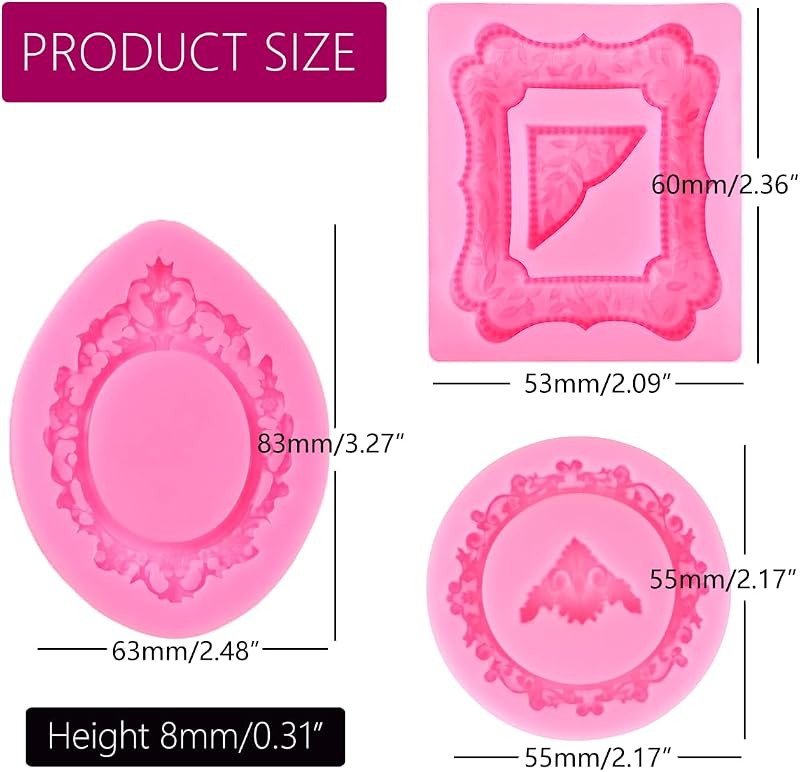 9 Pzas Moldes Silicona Fondant Decoración Cupcakes