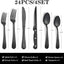 Set 24 Pzas Cubiertos Acero Inox Negro Pulido Espejo