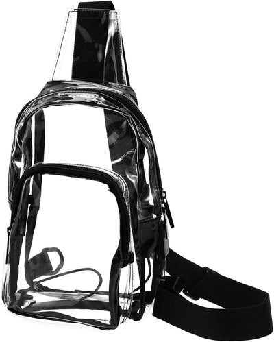 Bolso cruzado transparente con bolsillos 14.2x8.3x4"