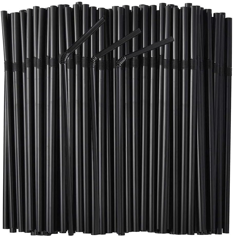 Pajitas plástico flexibles 8.27pulg 1000uds negro
