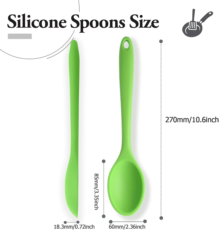 2 Cucharas Silicón Antiadherentes para Cocina Hornear Mezclar Verde