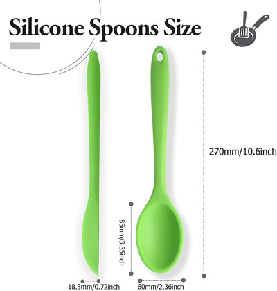 2 Cucharas Silicón Antiadherentes para Cocina Hornear Mezclar Verde