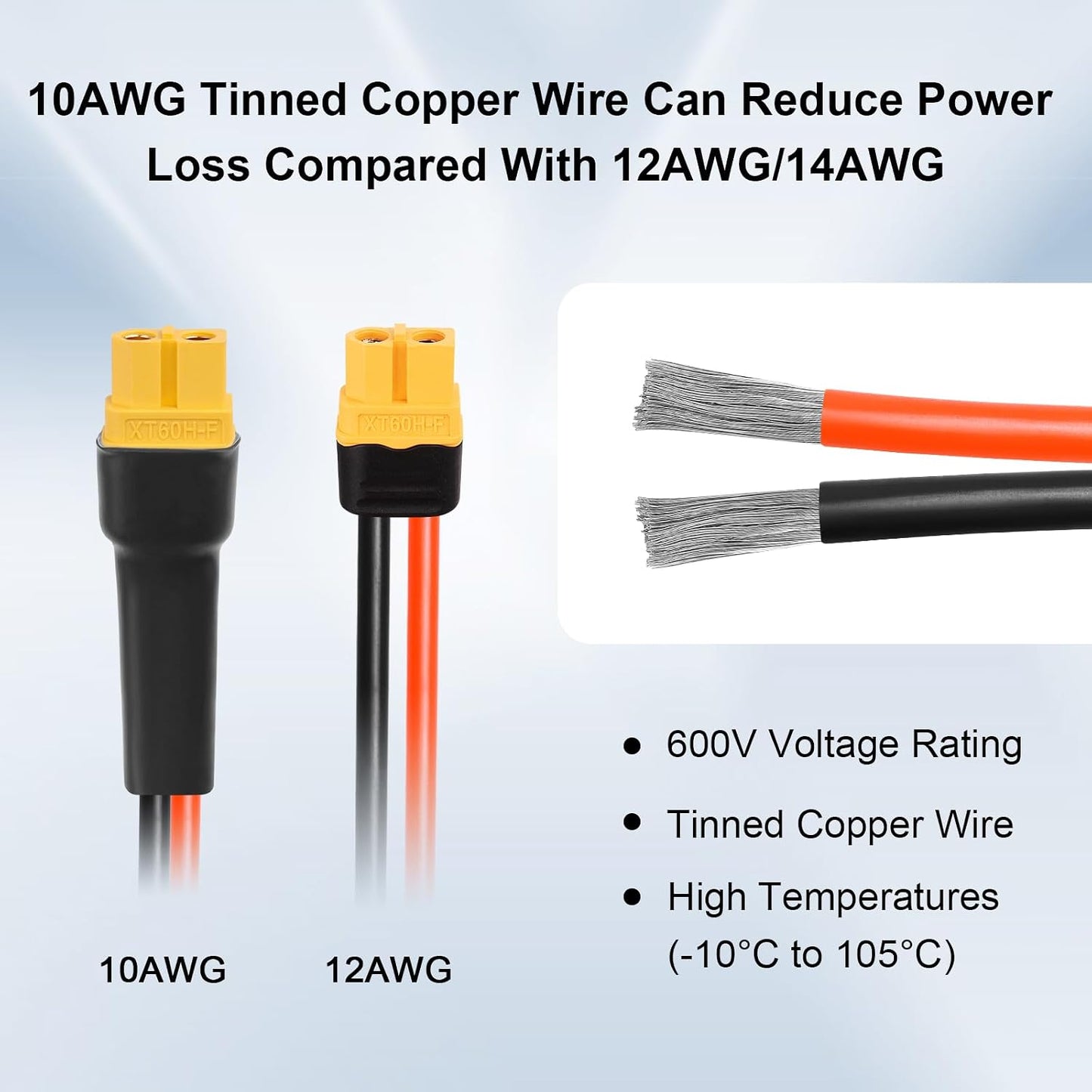Cable XT60 25ft cobre estañado con conectores RC