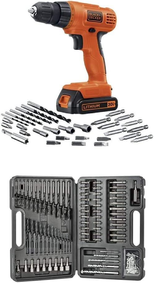 Taladro litio 20V 30 accesorios naranja 109 pzas