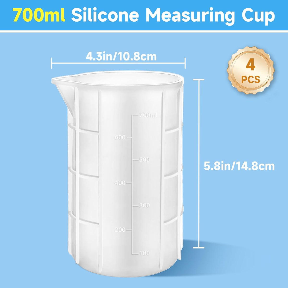 Vasos silicona reutilizables para epoxi y pintura