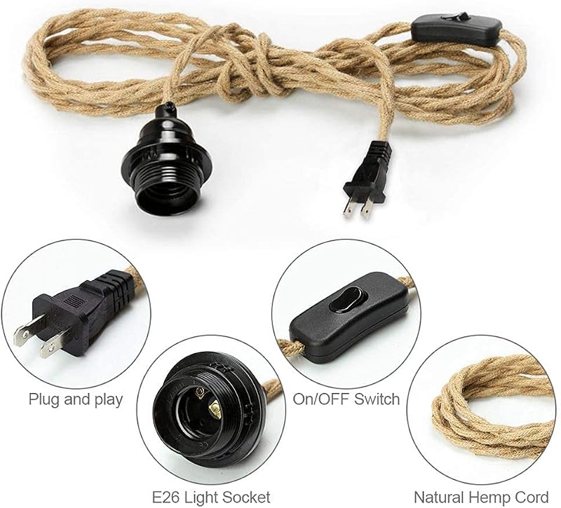 Cable luz colgante 15ft estilo granja con interruptor para cocina