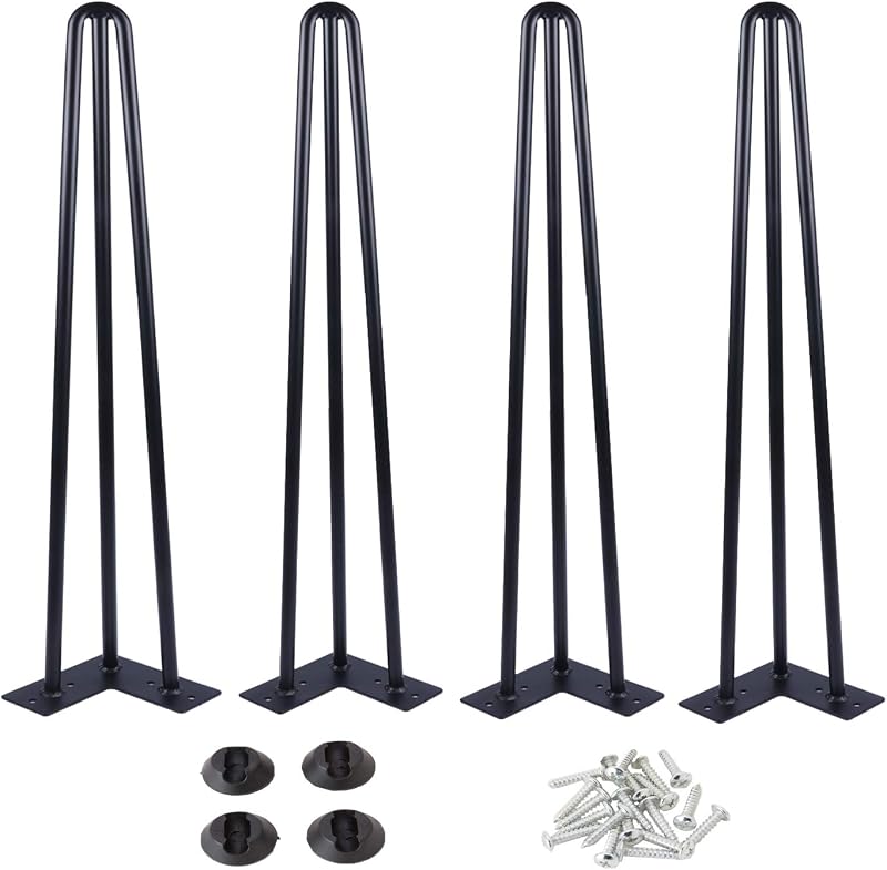 Patas mesa horquilla 26" 3 varillas 1/2" metal negro