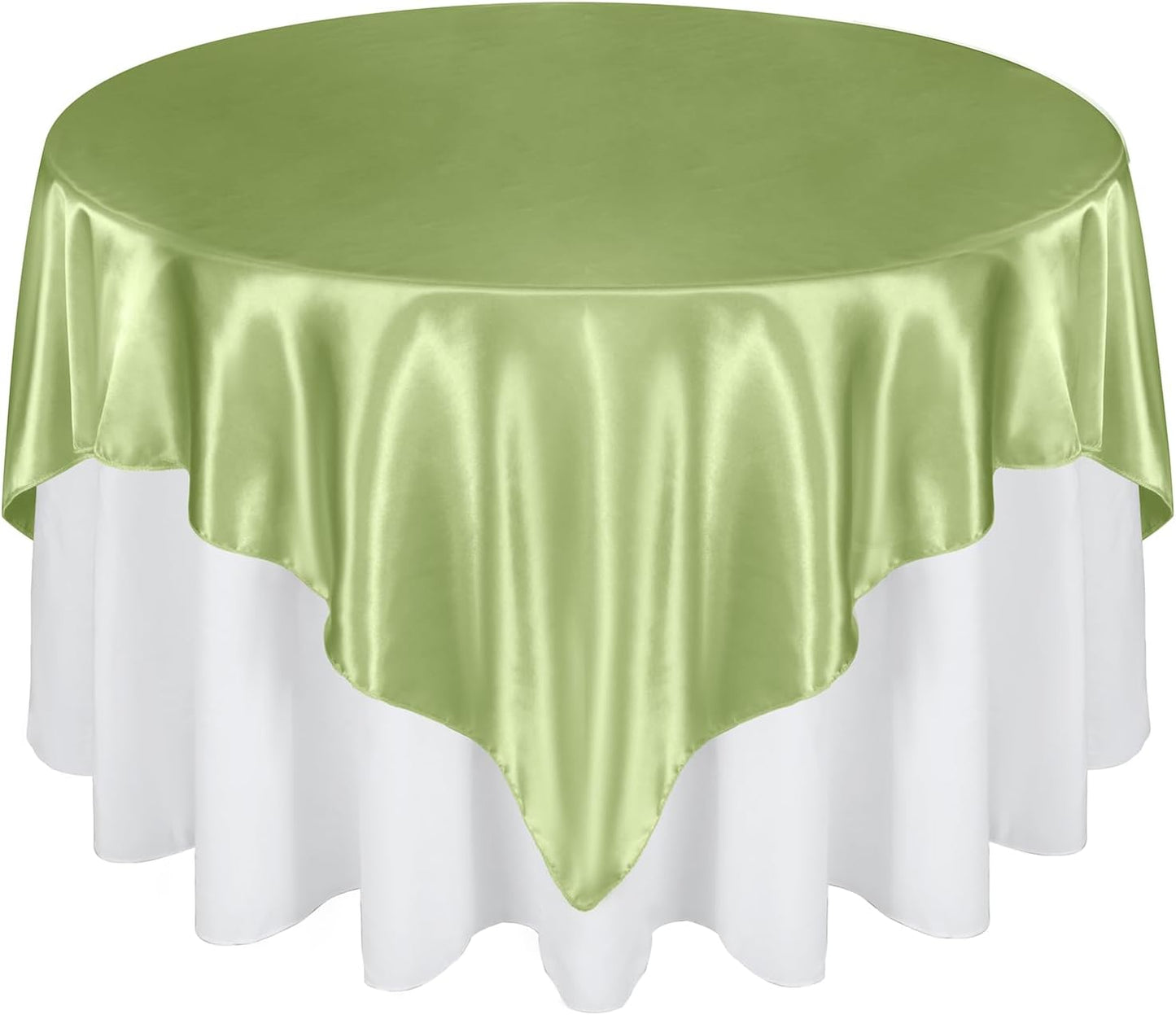Mantel satén 72pulg color verde salvia resistente manchas