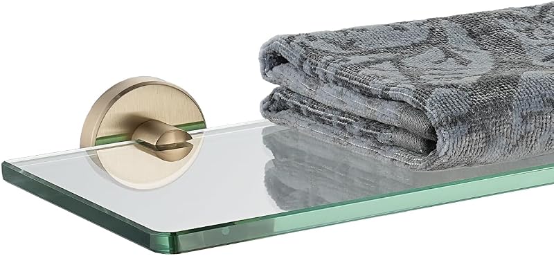 Estante vidrio baño flotante 16x5" bronce champán acero inox