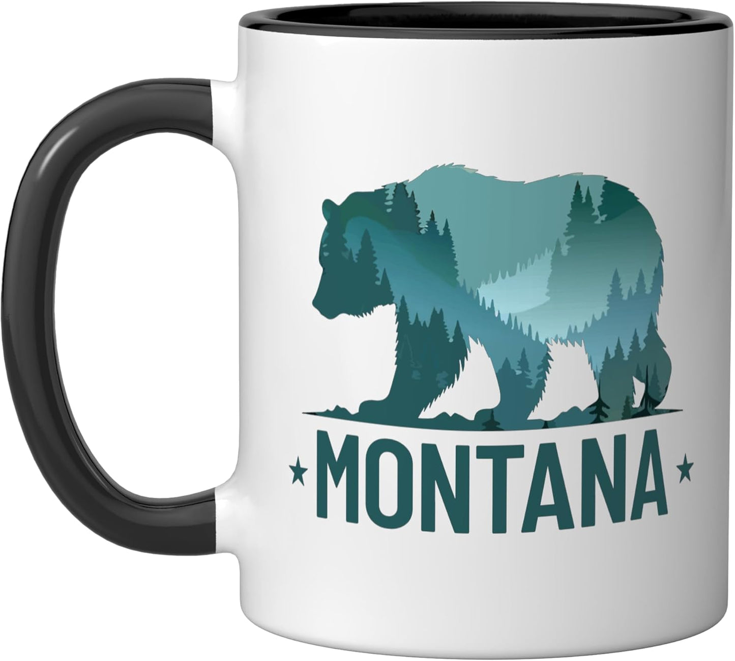 Taza Cerámica Vintage Montana PNW Bear Negro/Blanco