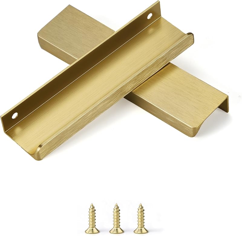 Tirador dedo gabinete cocina aluminio cepillado 6" pack 10