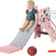 Tobogán 3en1 para niños 18-36m rosa con aro baloncesto