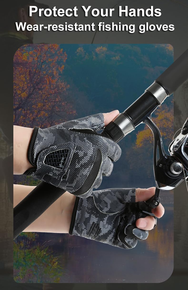 Guantes pesca antideslizantes transpirables 3 dedos UV