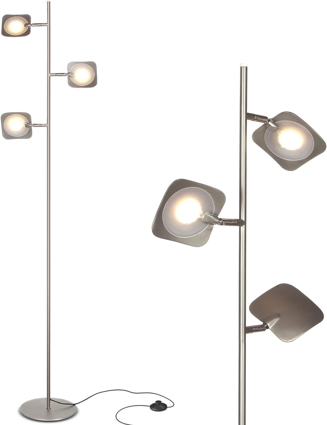 Lámpara pie 3 luces LED tactil 23W satin nickel