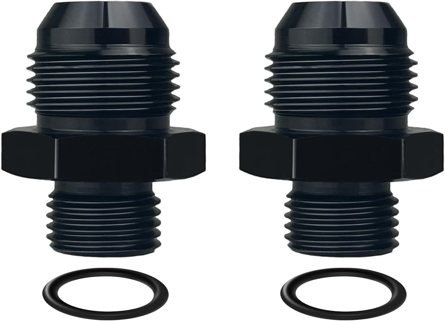 Adaptador riel combustible 10AN Flare a 8AN ORB negro 2 Uds