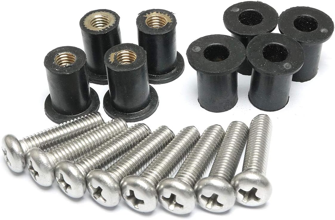 8 Pzas Tuercas Goma M5x20 para Parabrisas Motocicleta