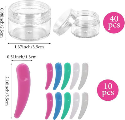 40 Recipientes Plástico Cosméticos 0.5oz Tapas Transparentes