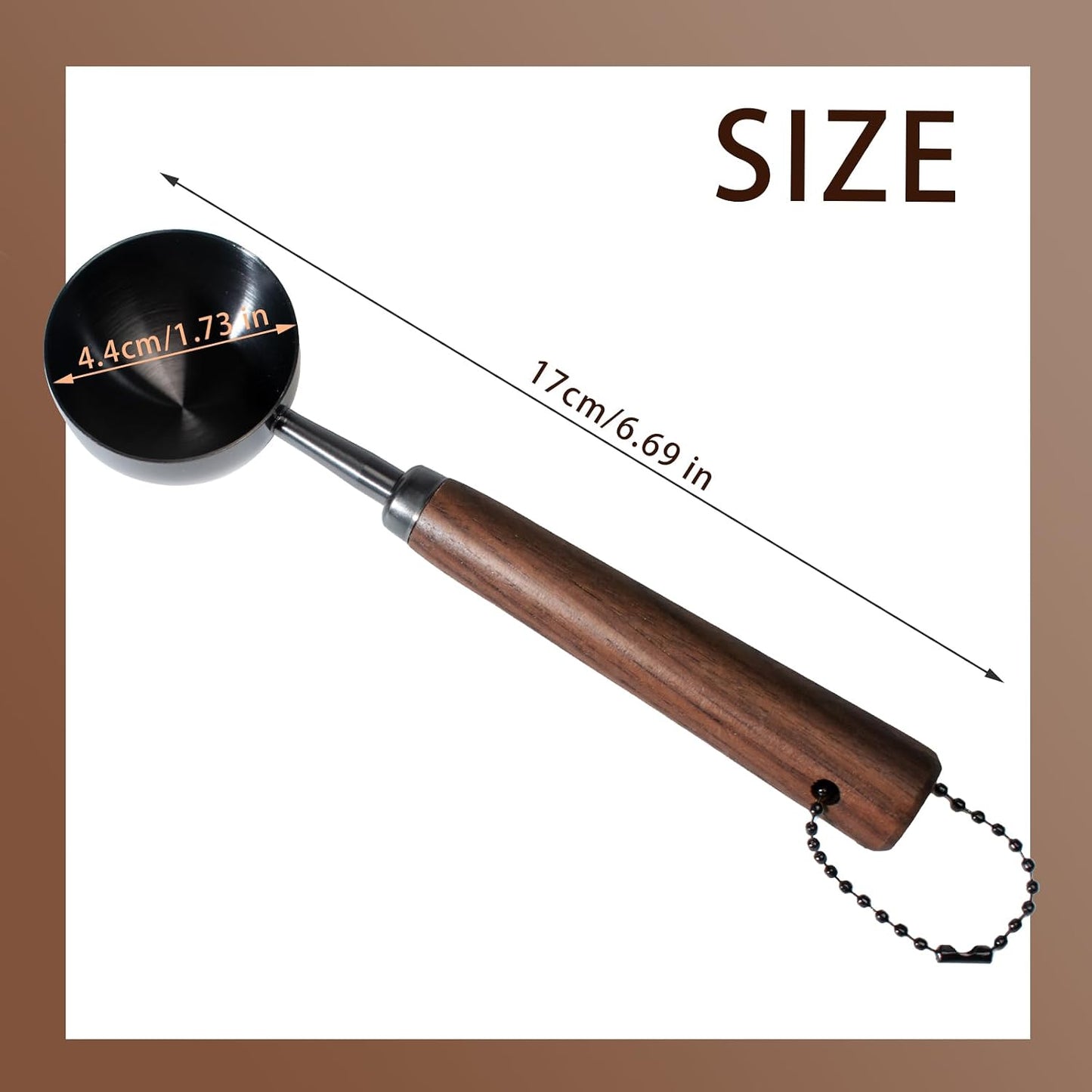 2 Cucharas Medidoras Café Acero Inox 304 Mango Madera Negro