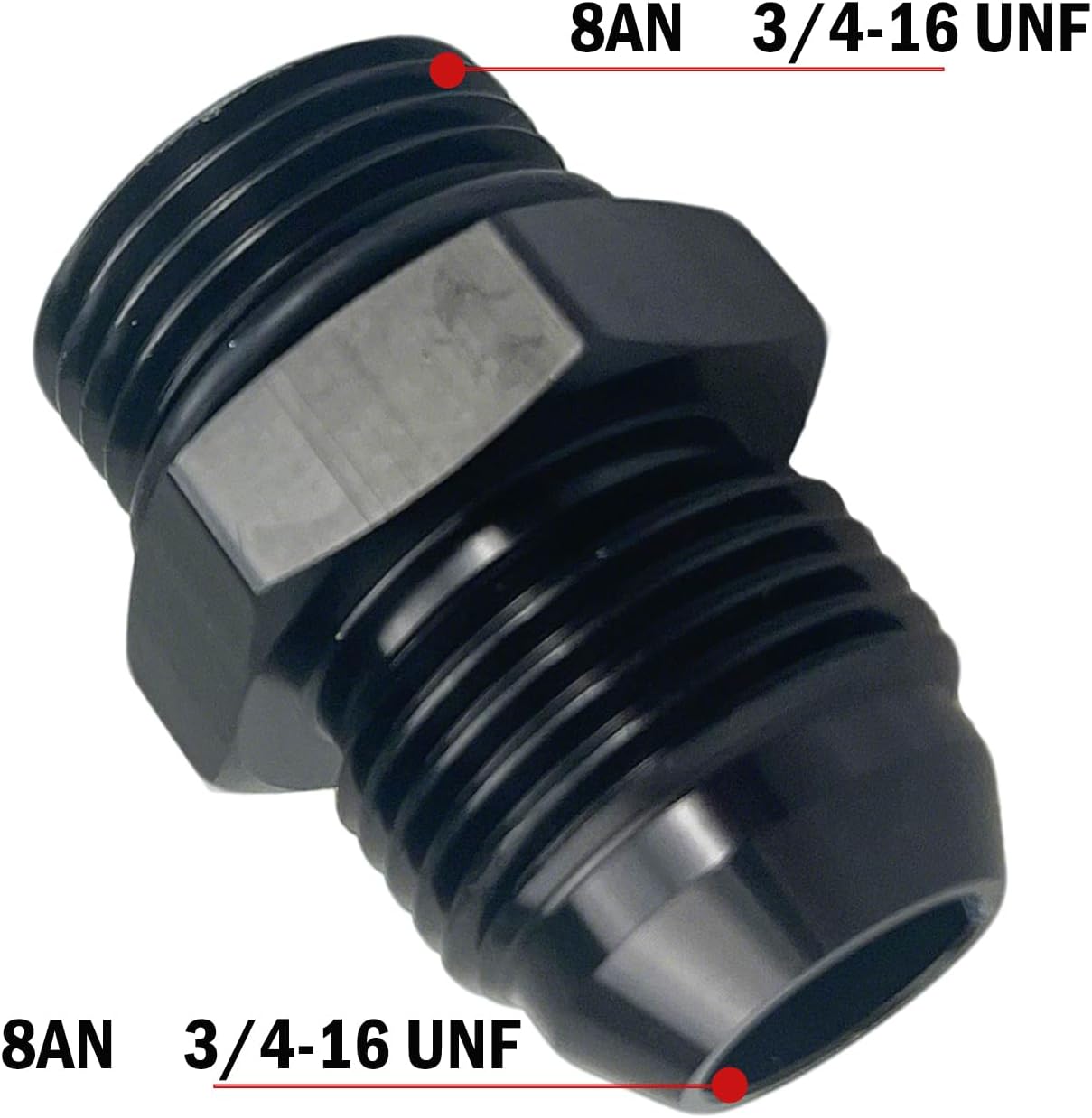 Adaptador riel combustible 8AN Flare a ORB 2 Uds negro
