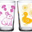4 Vases Vidrio Vintage Ducky & Bunny 7oz para Niños