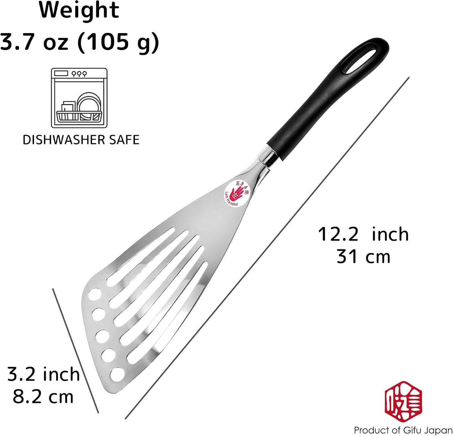 Espátula acero inox Seki izquierda 30cm volteador huevos pescado
