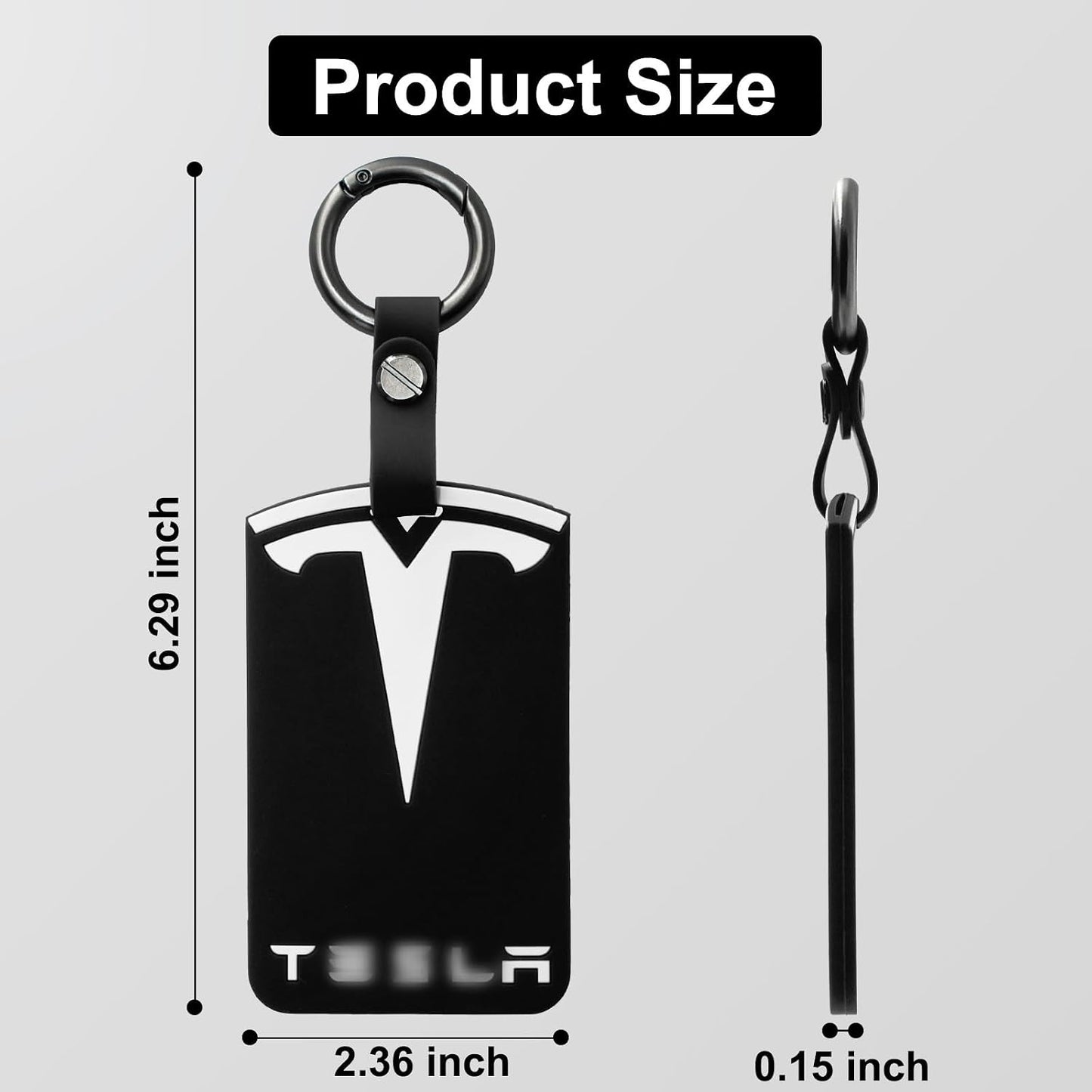 Funda silicona llaves Tesla Y/3/S/X Cybertruck con llavero negro