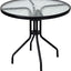 Mesa comedor redonda 32" acero vidrio templado