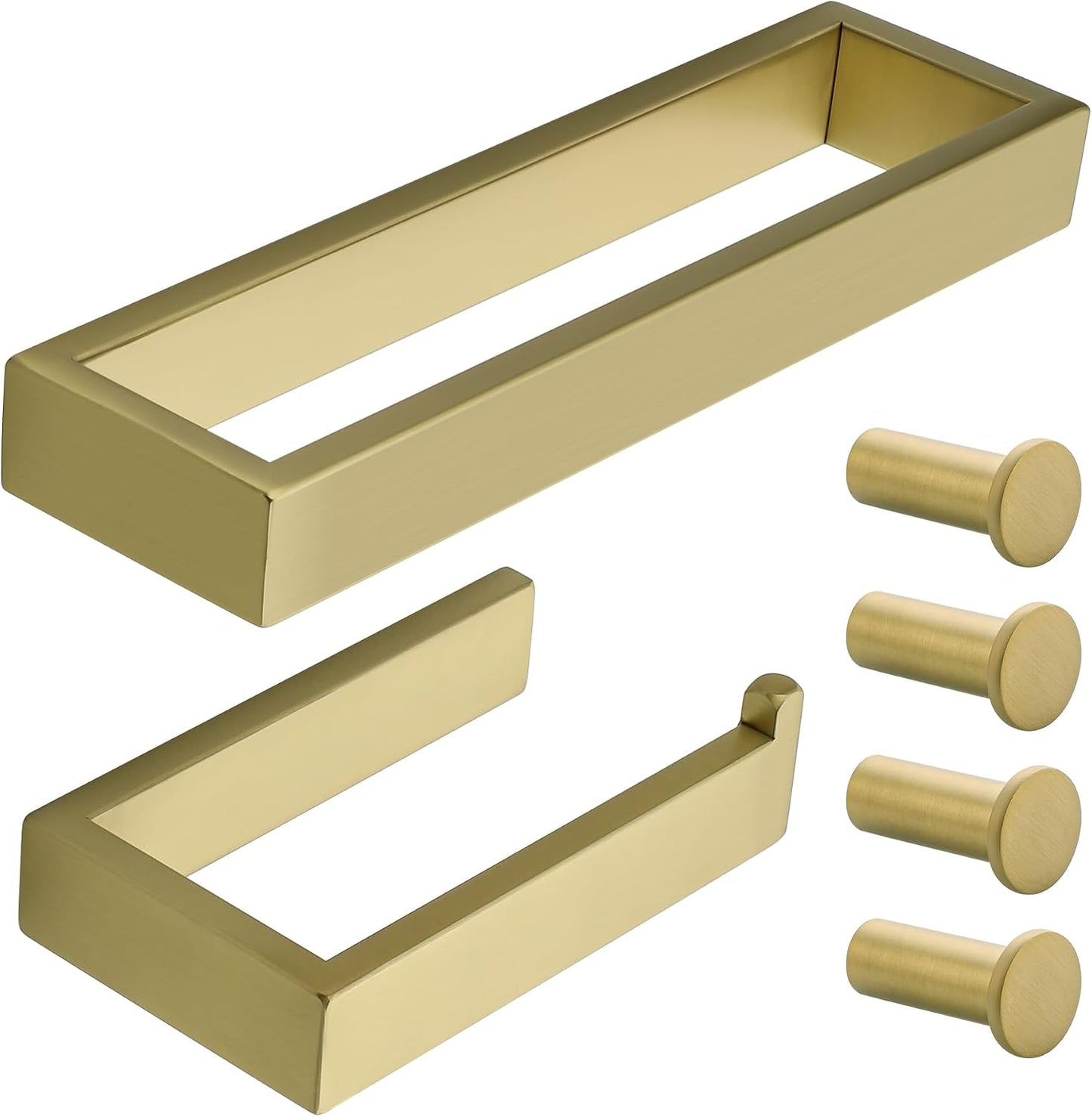 Set 6 Pzas Toallero 10pulg Soporte Papel y 4 Ganchos Dorado