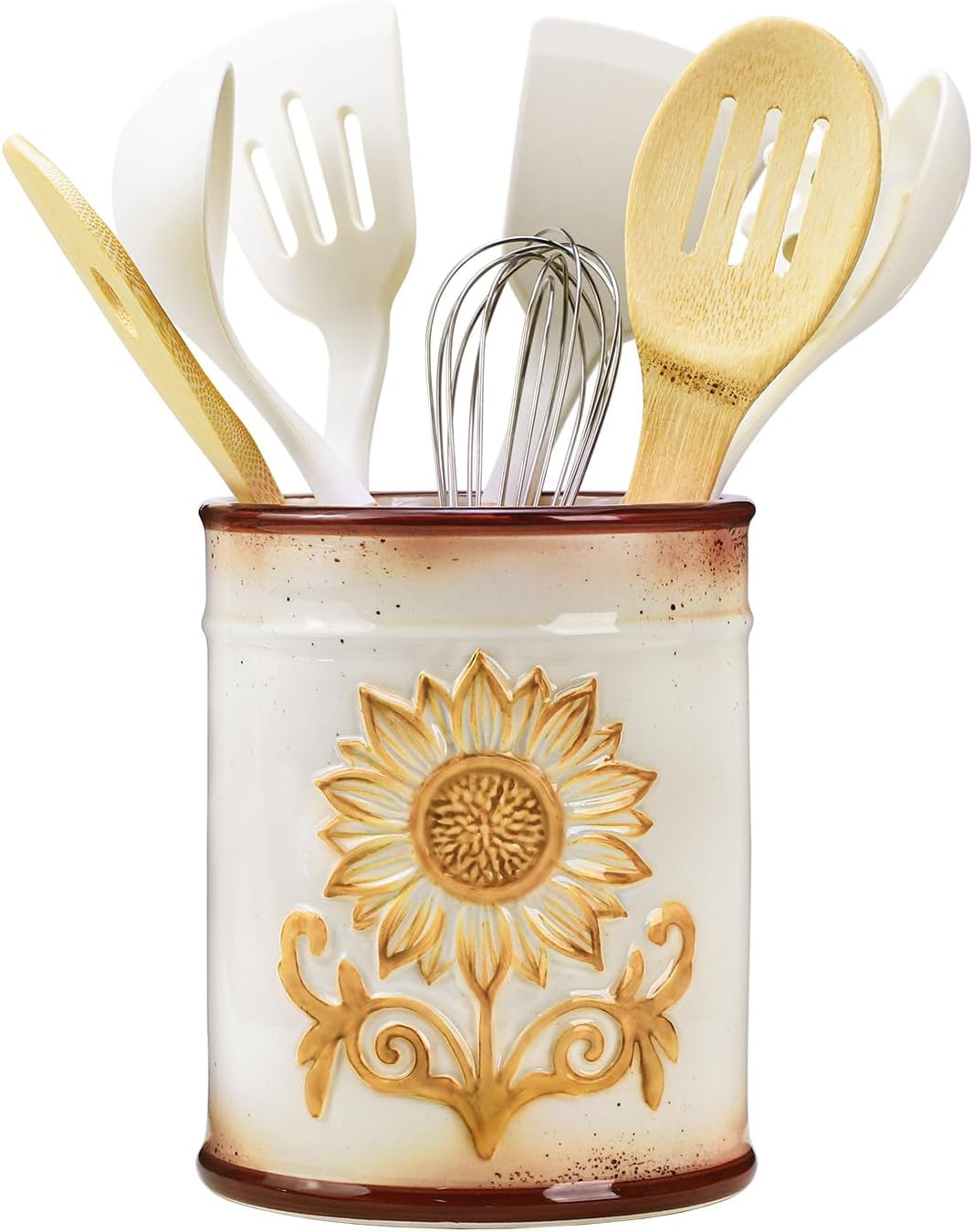 Soporte utensilios cocina cerámica diseño girasol retro