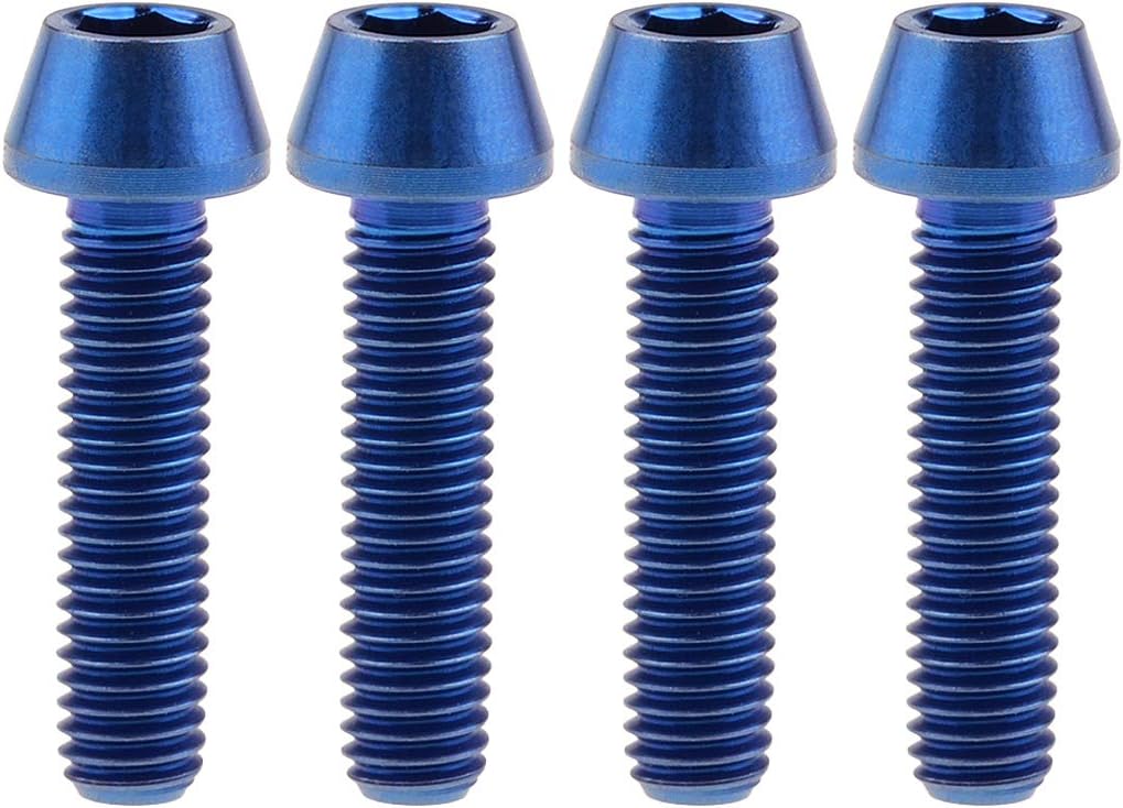 Tornillos titanio M5x20mm cabeza cónica pack 4 azul