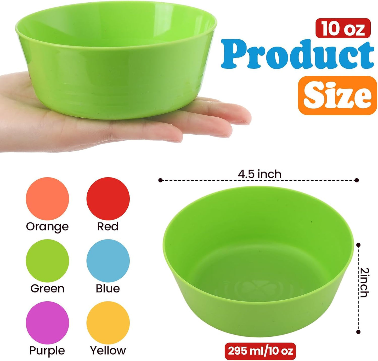 Cuencos plástico niños 10oz para cereales aperitivos
