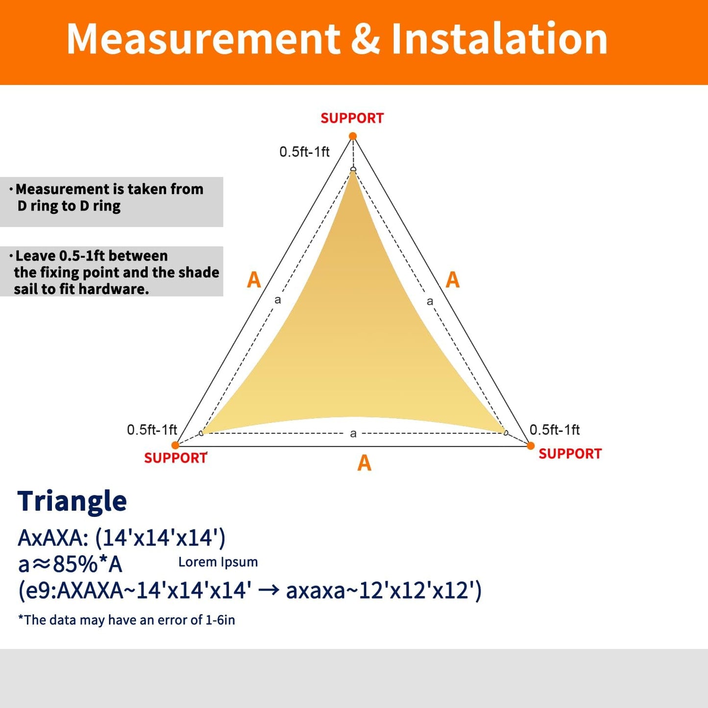 Vela sombra solar 12x12x12' turquesa uso pesado patio