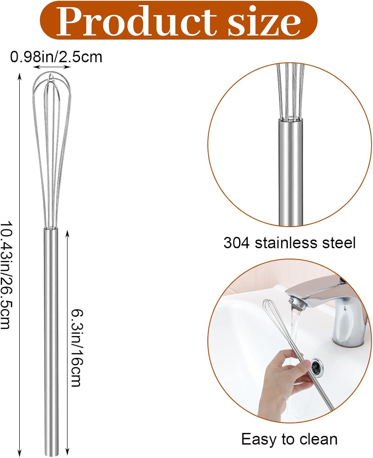 Batidor acero inox 10.4pulg compacto para cocinar