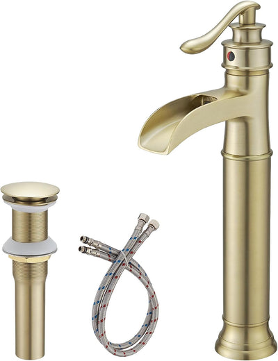 Grifo baño una manija latón dorado cepillado con desagüe