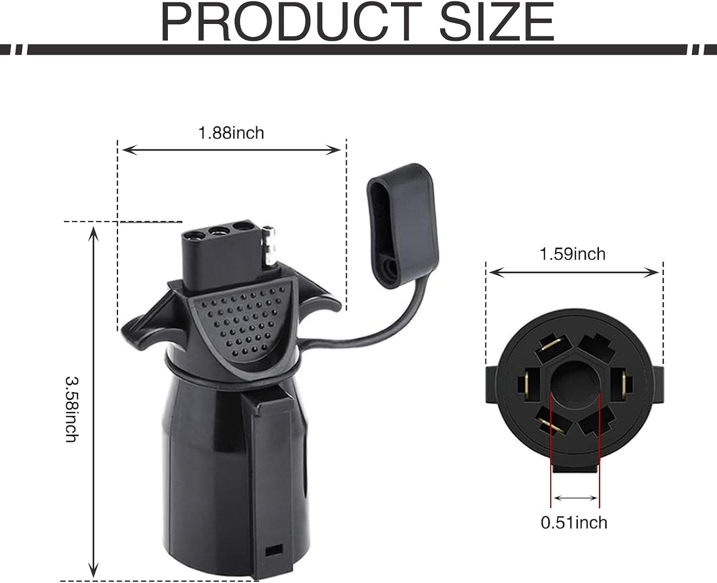 Enchufe adaptador automóvil 7 a 4 vías 3.58x1.88pulg