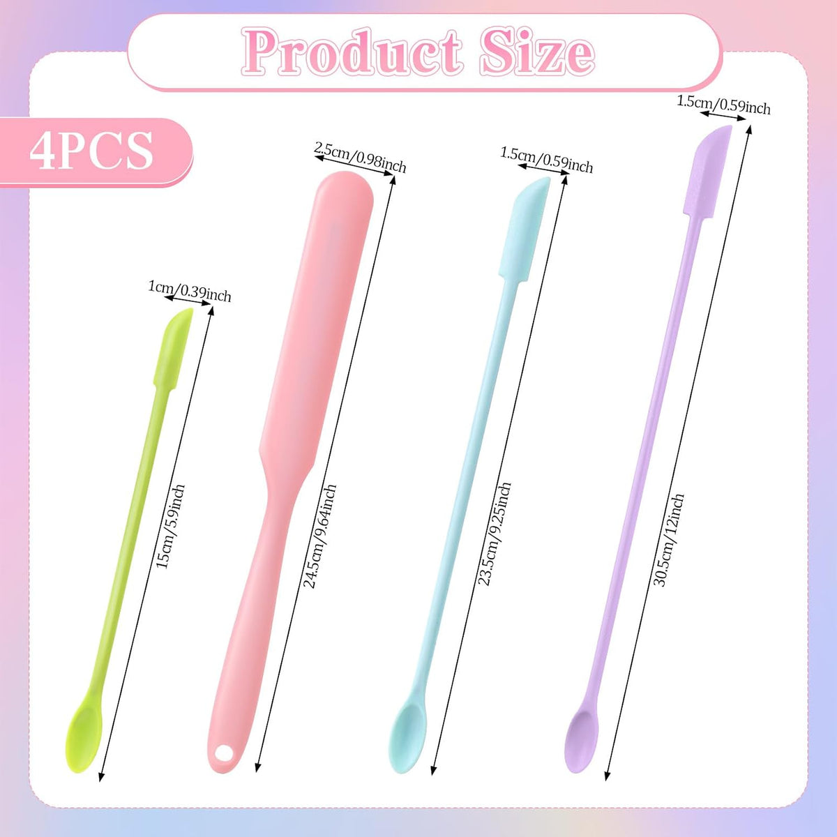 4 Pzas Espátulas Silicona Mini para Cremas y Cosméticos