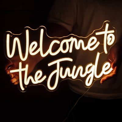 Letrero neón Welcome to the Jungle fiesta cumpleaños niño
