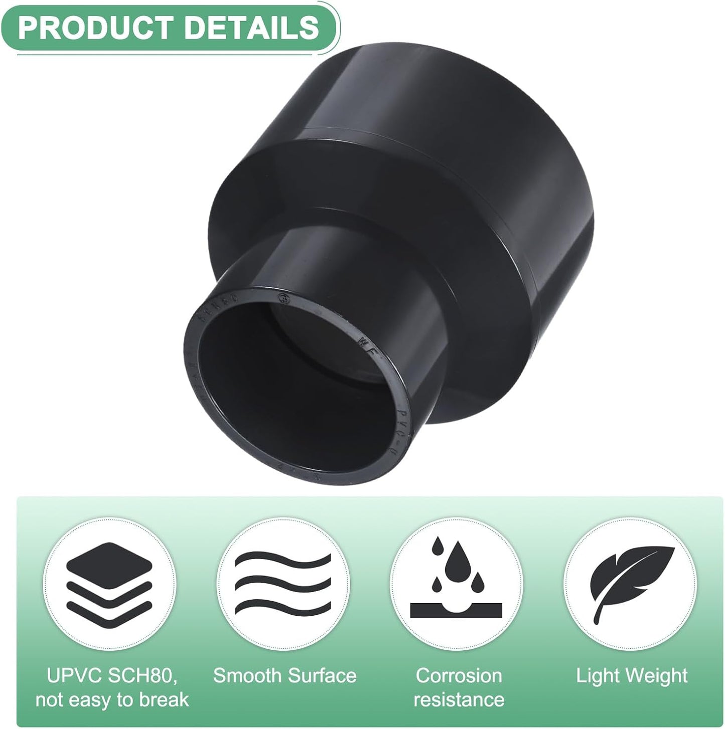 Conector reductor UPVC 3x2pulg programa 80 PVC agua