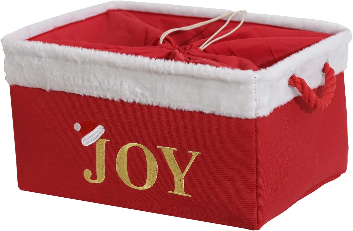 Cesta Navidad roja con asas para regalos bebé
