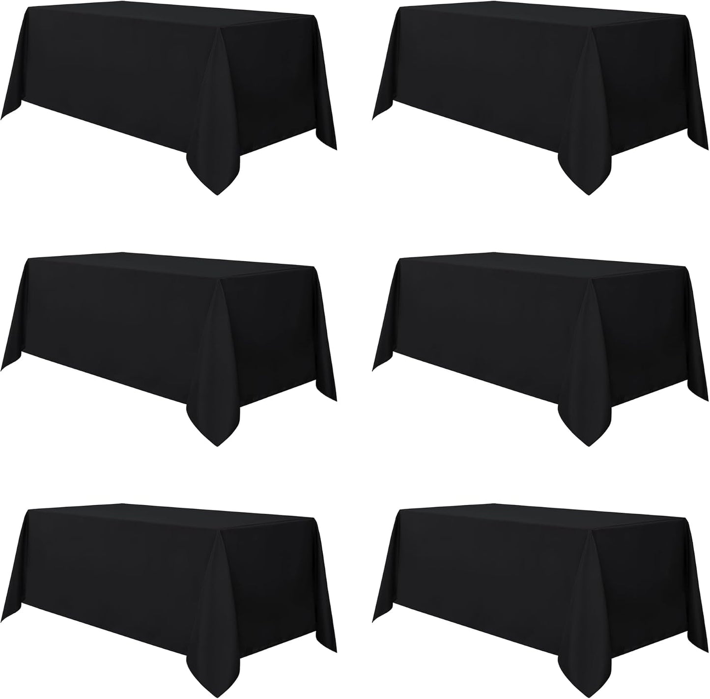 6 Manteles Rectangulares Negro 90x132pulg Poliéster