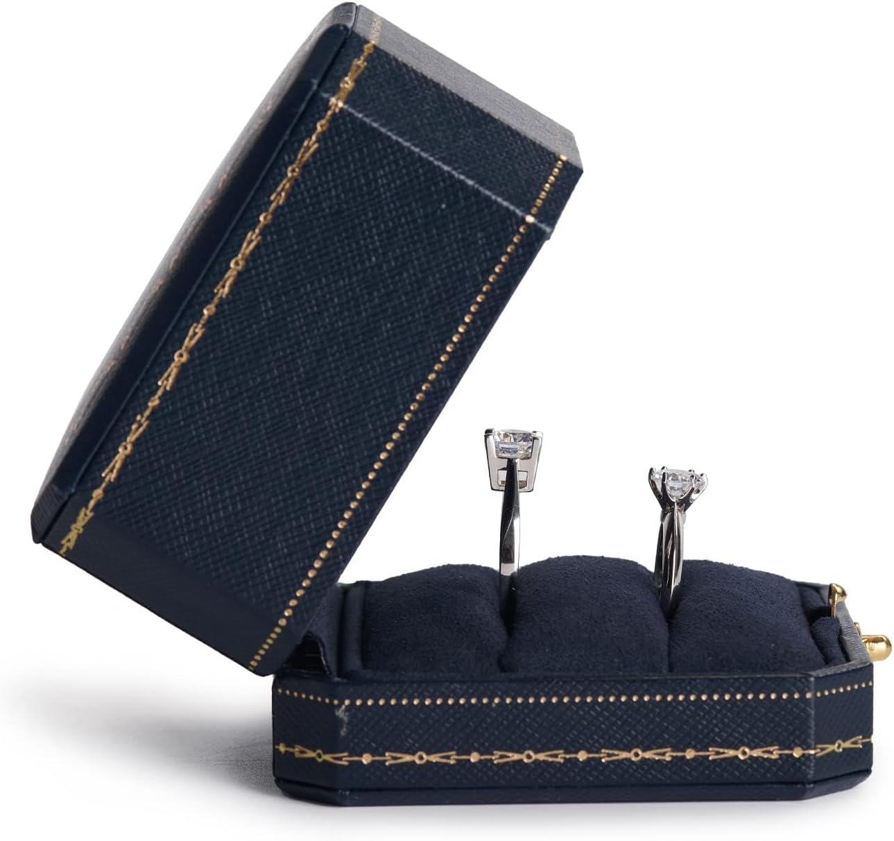 Caja joyas cuero cuadrada 2.95x2.95pulg azul real
