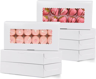 7 Cajas Galletas Blancas 12x5.5pulg Ventana para Bodas y Eventos