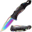 Cuchillo plegable acero inox arcoíris mango aluminio negro EDC