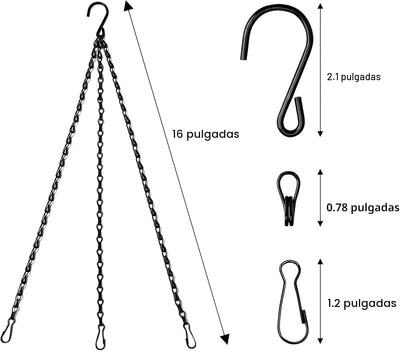Cadenas colgantes 16pulg para macetas con clips 3en1 paquete 3